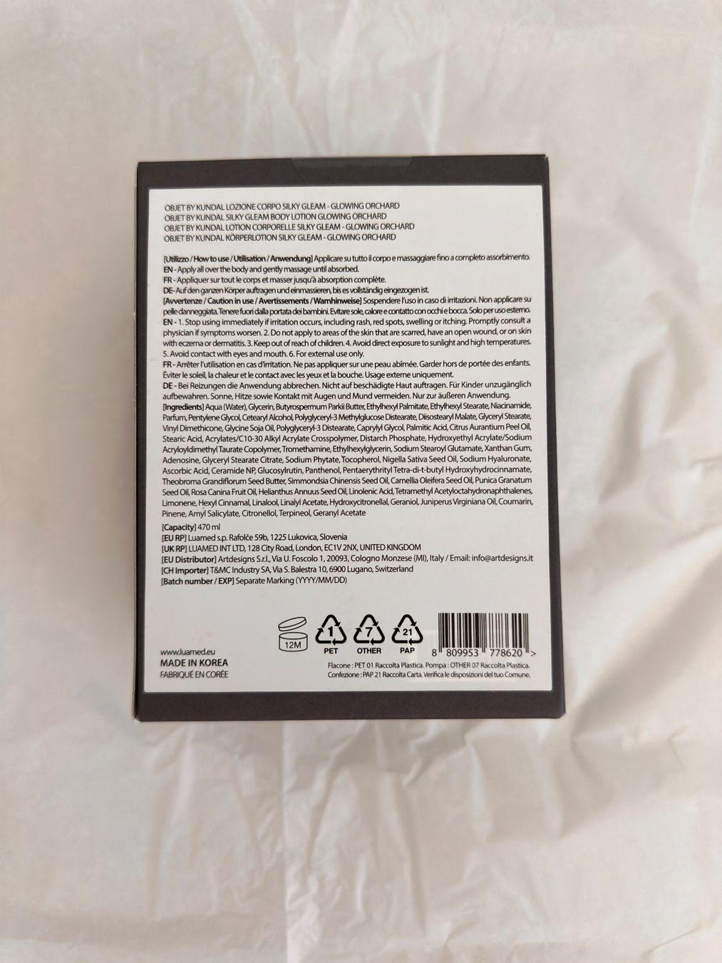 Idratazione: Objet by Kundal, Bodylotion 470ml, NP: 51.- – Nuovo e nell'imballaggio originale da Zürich venduto da MaxZurich 4
