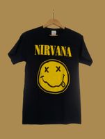Nirvana Smiley T-Shirt Schwarz Gr. S (Fruit of the Loom) 
