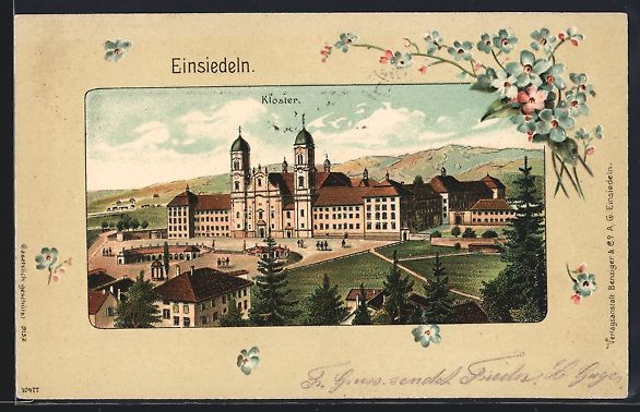Cartoline postali: Litho Einsiedeln, Ansicht vom Kloster, V – Usato da Berlin venduto da bartko-reher