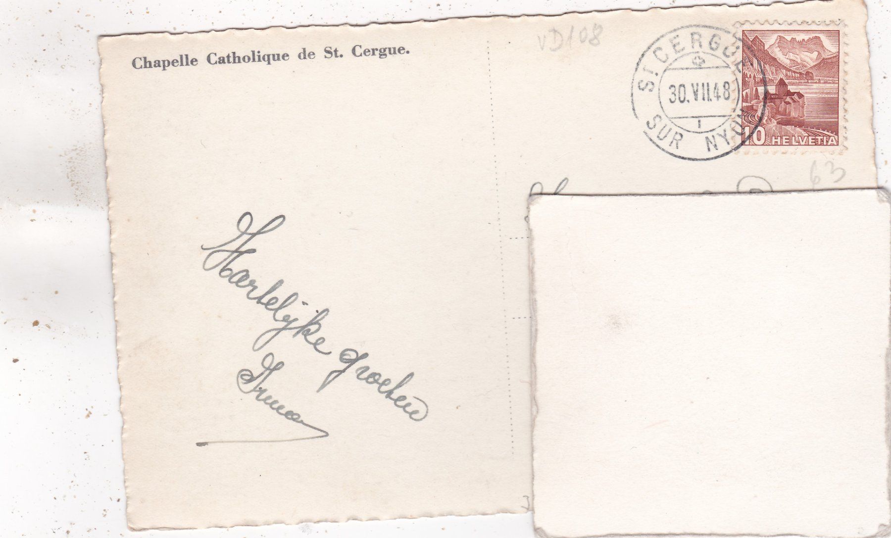 Cartes postales: Chapelle Catholique de St. Cergue 1948 – D'occasion à Herisau par Lisegrat2008 1