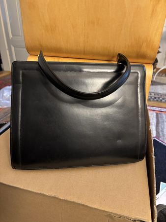 Elegante Vintage Handtasche aus Leder, Schwarz, Top Zustand!
