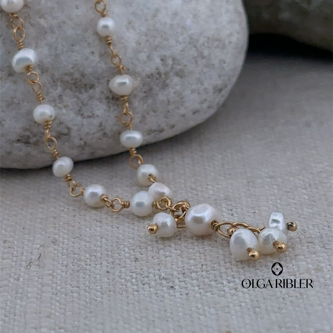 Olga Ribler Catenine: Perlen Kette 925 Silber gelbvergoldet – Nuovo (secondo la descrizione) da Luzern venduto da Schmuckoutlet 5