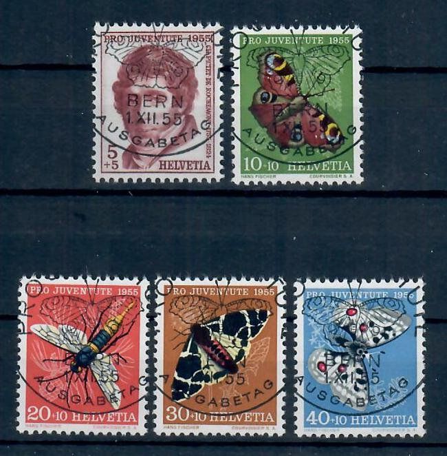 Alle Briefmarken: Pro Juventute 1955 mit Vollstempel – Gebraucht aus Utzigen von a8b9c0