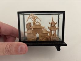 Chinesisches Kork Diorama Vintage