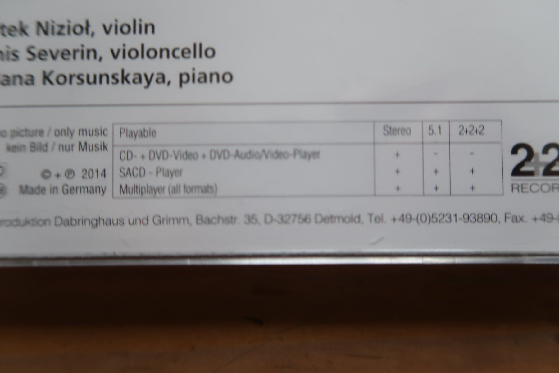 CD: LE BEAU - CHAMBER MUSIC - SACD – Usato da Basel venduto da Patiscat 3