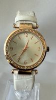Damenuhr roségoldfarben mit weissem Armband 