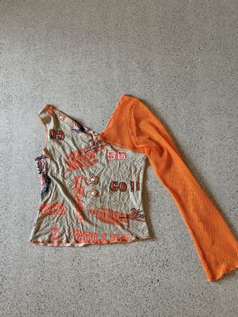 Haut asymétrique Tally Weijl orange beige imprimé