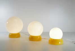 Vintage Globo Lampen Set Neoplex 70er Space Age gelb