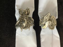 Fingerring Silber Spinne/ Schlange 2 Stk.