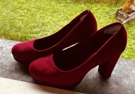 Bordeaux rote Wildlederimitat Pumps,Grösse 40, VERSAND✅