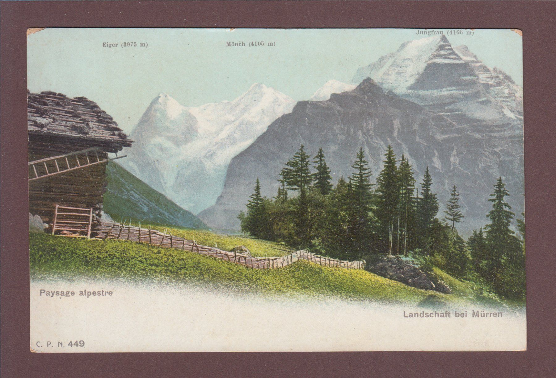 Cartoline postali: Landschaft bei MÜRREN - CPN – Usato da Pully venduto da nicecards