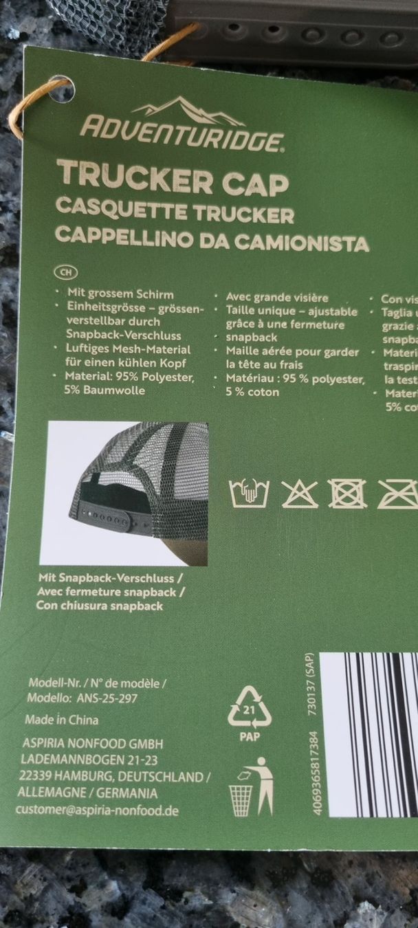 Altro in  Abbigliamento & Accessori: ADVENTURIDGE Trucker Cap Grösse Einheitsgrösse neu – Nuovo (secondo la descrizione) da egliswil venduto da Maggy6 3