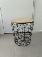 Beistelltisch mit Stauraum – Holz & schwarzes Metall