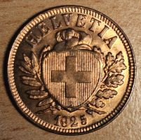 2 Rappen, Jahrgang 1925, Top Zustand, unz-stgl, 100-jährig!