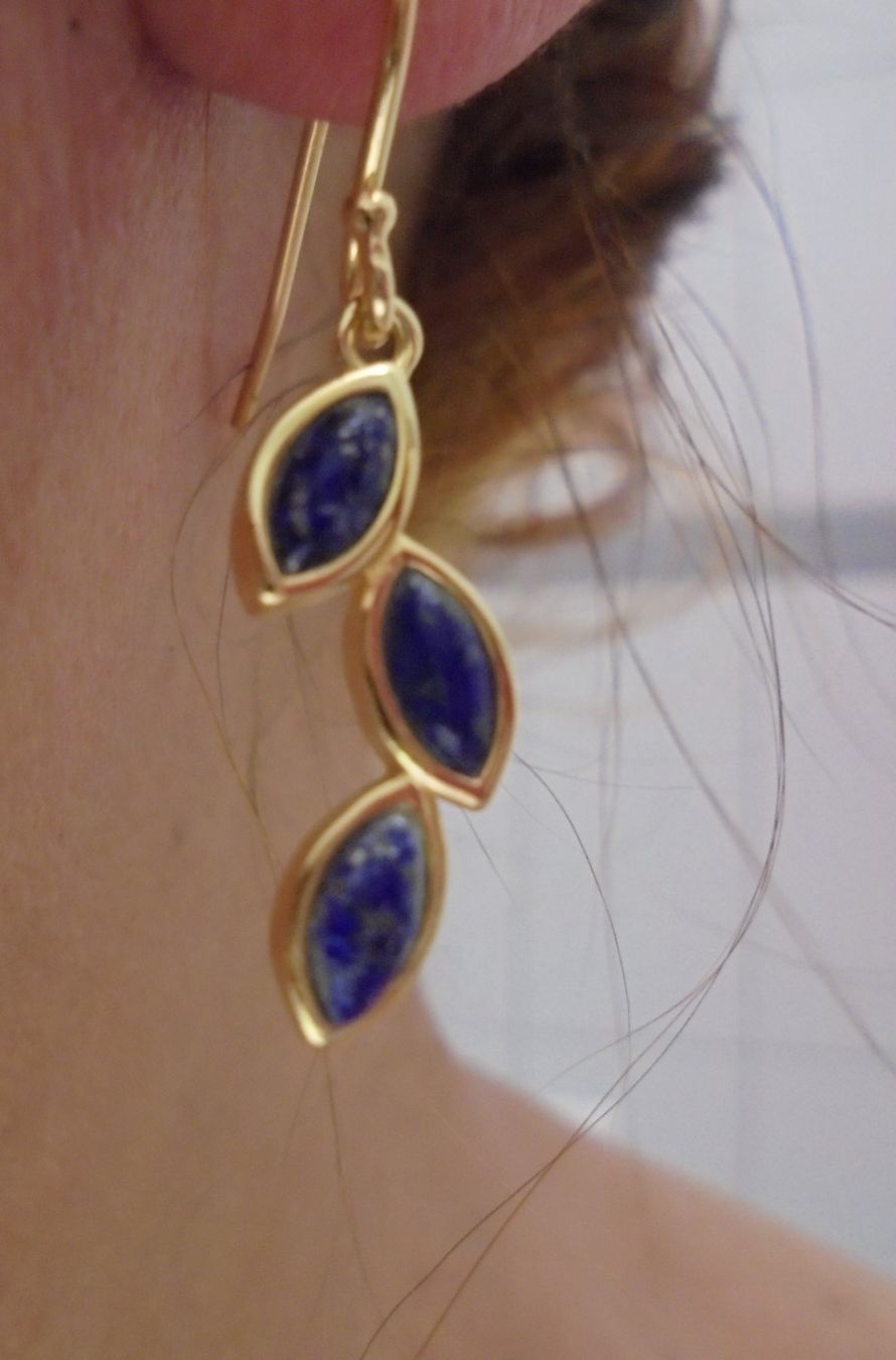 Orecchini pendenti & Orecchini a lobo: Echtschmuck: Lapislazuli Silberohrhänger, vergoldet – Nuovo (secondo la descrizione) da Zuchwil venduto da maumauchi 3