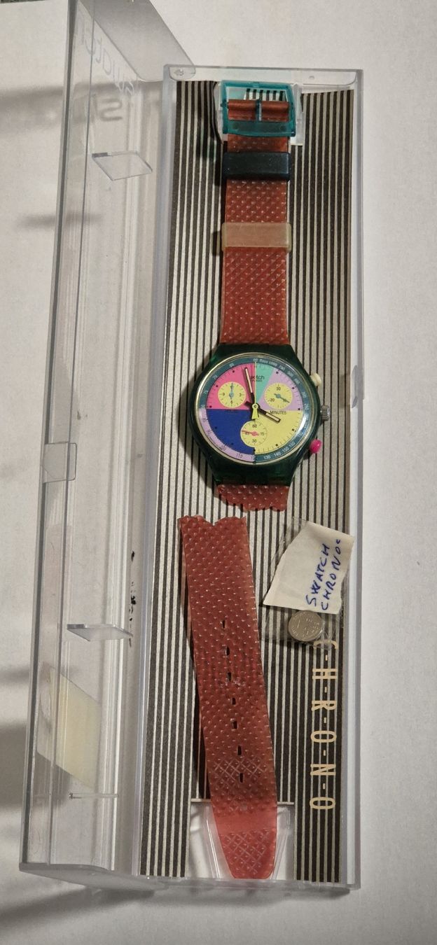 Swatch Orologi: Swatch Chrono Splash Run, 1990 – Difettoso da Genève venduto da BKYB