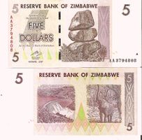 ZIMBABWE 5 DOLLARS 2007 (UNC)