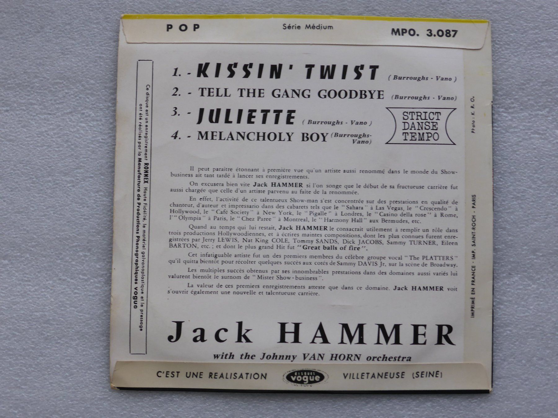 Schallplatten: Vinyl Single  EP  JACK HAMMER – Gebraucht aus Küssnacht am Rigi von Mondkinder 3