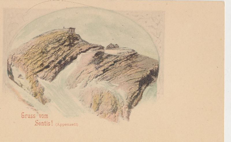 Cartoline postali: Säntis - Gruss vom Sentis Litho + c1900 – Usato da Emmenbrücke venduto da teestube
