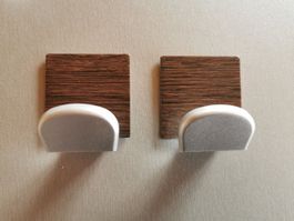 2 NEUE Handtuchhaken mit Holzmotiv für Bad/Küche