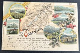 Gruss aus dem Oberengadin Litho 