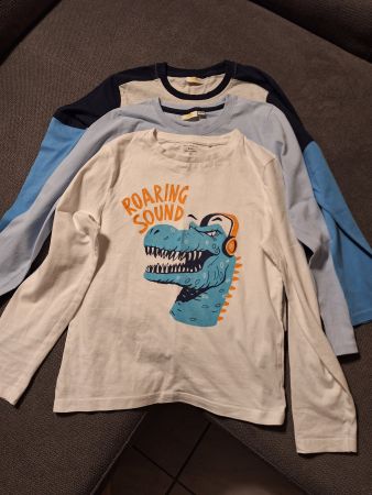 3 Langarmshirts, Gr. 134/140, für Jungen