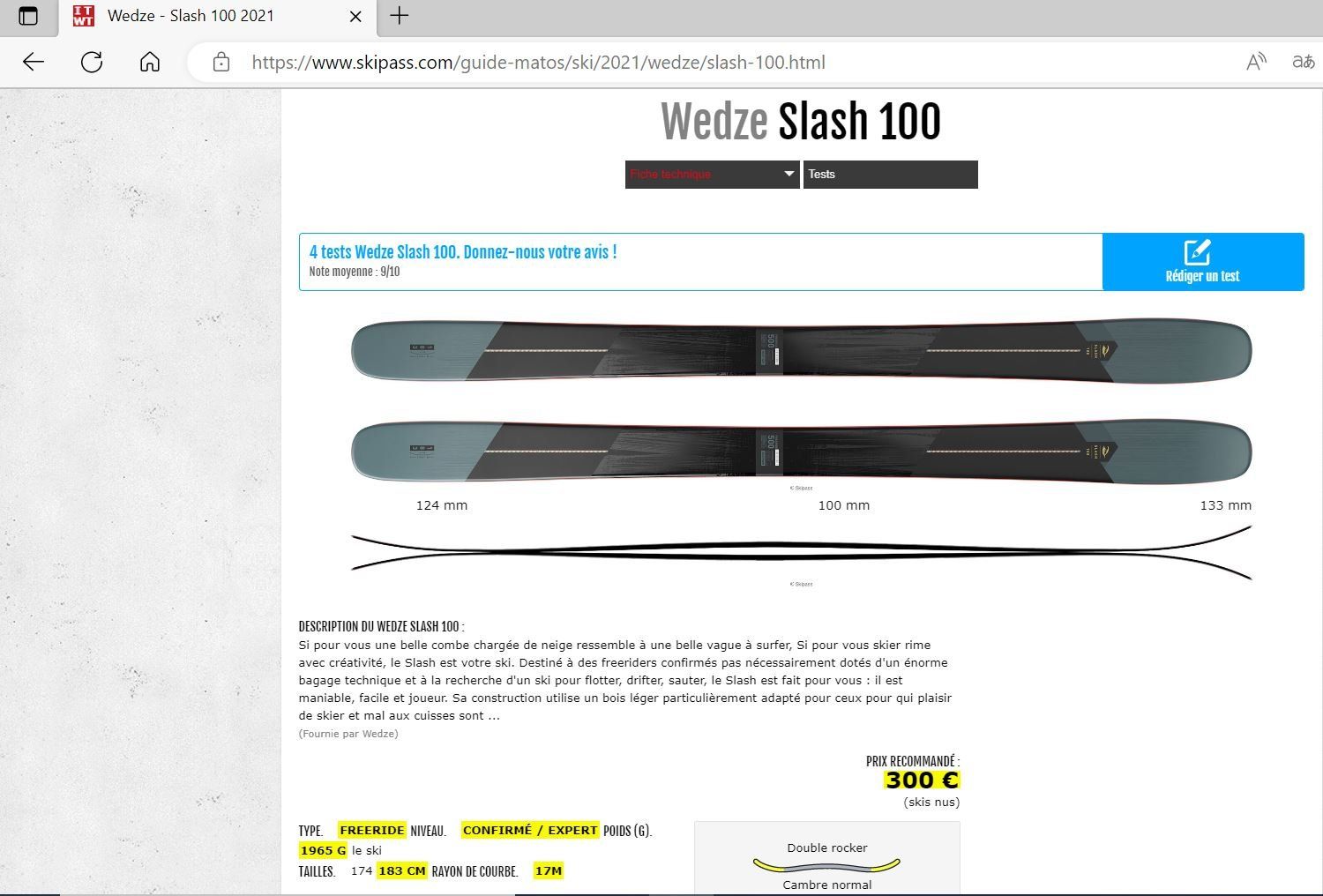 Decathlon Sci: Ski Wedze Slash 100 de 2021 de 174cm – Usato da Ogens venduto da ced_qn5v 5
