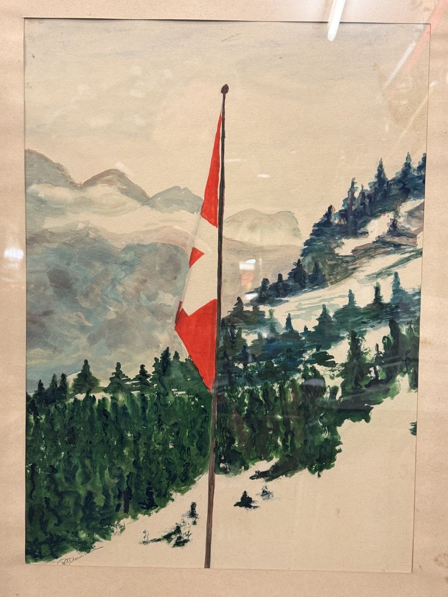 Gemälde: Winterliches Schweizer Bergpanorama Aquarell Gemälde – Gebraucht aus schaffhausen von VintAntik_1980 2