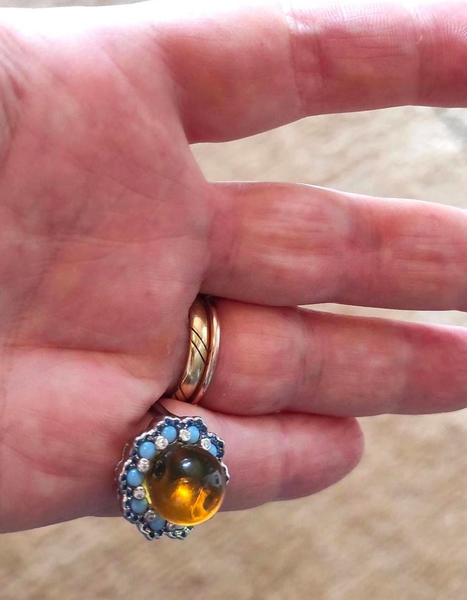 Ringe: ST.S.925° BLAUERBERBERNST\CHALZEDON\TOPAS RING,MP, UMSTELLB – Gebraucht aus Weiningen ZH von actera 4