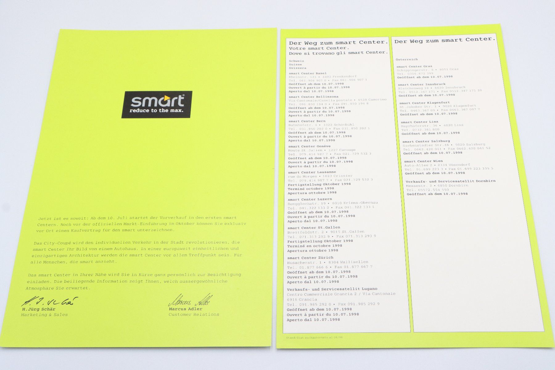 Documenti: Smart Reduce to the max Prospekt Lot 1998 – Usato da Bühl b.Aarberg venduto da Collectorpassions 4