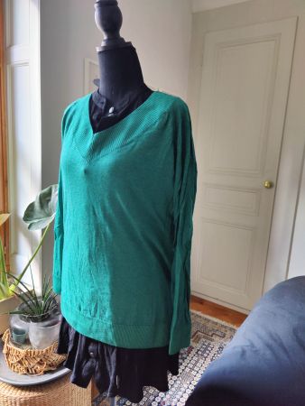 Ultralight FALCONERI cashmere Vneck sweater pullover green L
