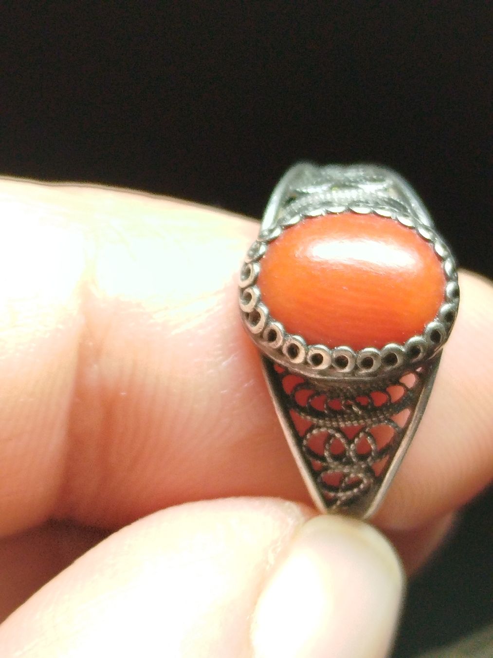 Ringe: Silberring mit Koralle, teuerste Farbe "Boule Blut "Gr. 52,5 – Gebraucht aus Rupperswil von Annet.Dann888 6
