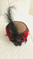 Antiker Cocktailhut1920er Jahre Fascinator roter Samt Hut