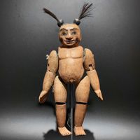 Vintage polychrome Puppe aus Burma oder Myanmar