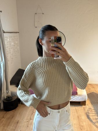 pull en laine beige, taille S 