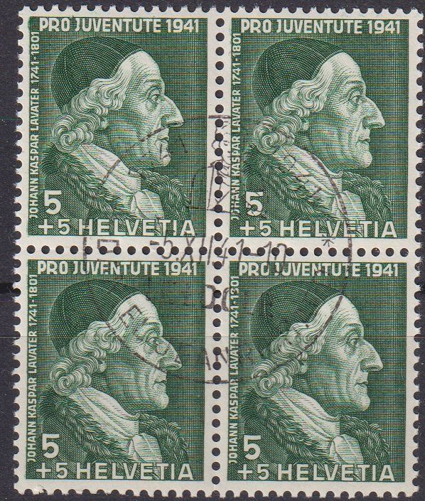 Alle Briefmarken: J 97, Viererblock gestempelt le Locle – Gebraucht aus Basel von Bingis