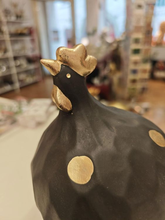 Keramik Henne / Huhn rund in Schwarz / Gold (Neu und originalverpackt ...