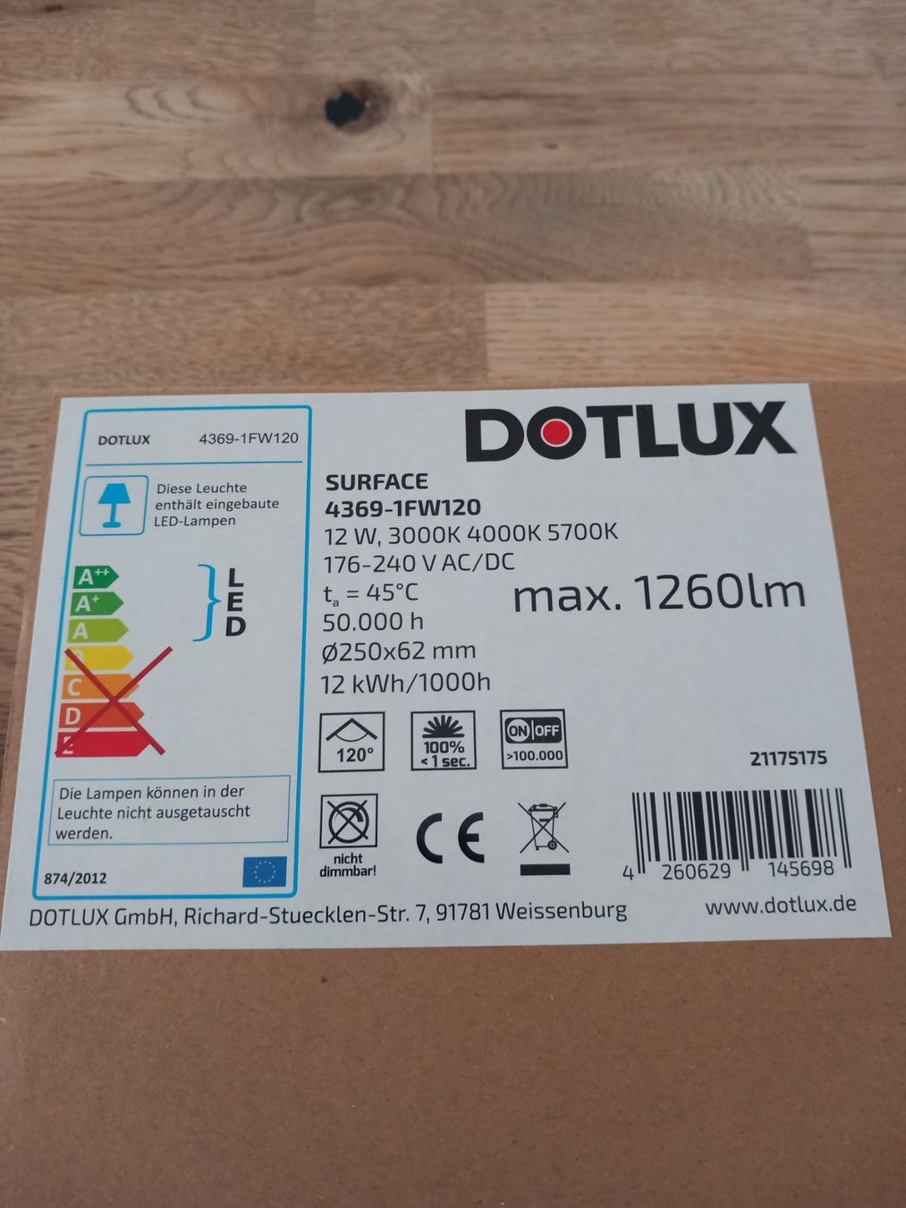 Lampadari & plafoniere: LED Wand/Deckenleuchte dotlux 12W – Nuovo e nell'imballaggio originale da Thun venduto da Beroshop 1