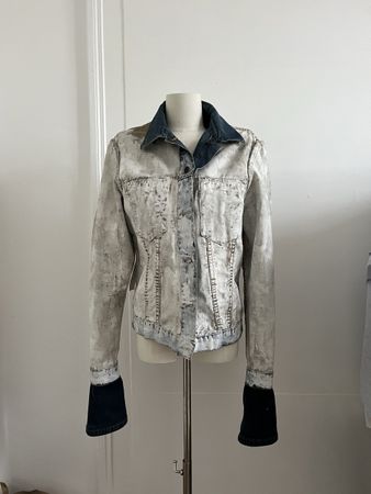 Vintage Denim Jacket with Unique Custom Design - size M