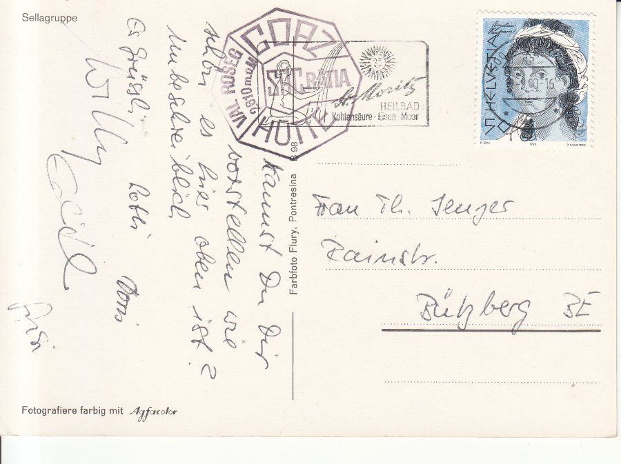 Cartoline postali: Coazhütte (Sellagruppe) 1990 – Usato da Bürglen TG venduto da StampGraf 1
