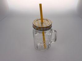 Trinkglas mit Henkel und Strohhalm Country Style