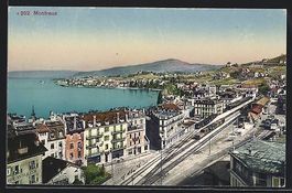 Montreux, Teilansicht mit Bahnhof aus de
