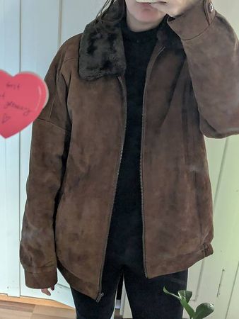 Braune Jacke mit Fellkragen Vintage