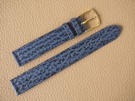 Hai-Grain Leder Uhrenband blau 15mm NOS Haifisch-Präg.