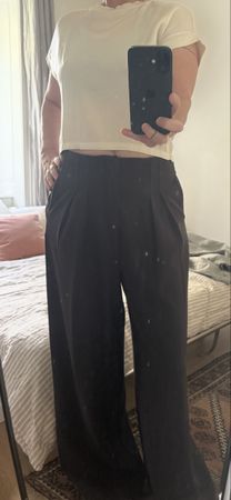 My Essential Wardrobe Highwaist Hosen Gr. 38 Dunkelbraun-Sch