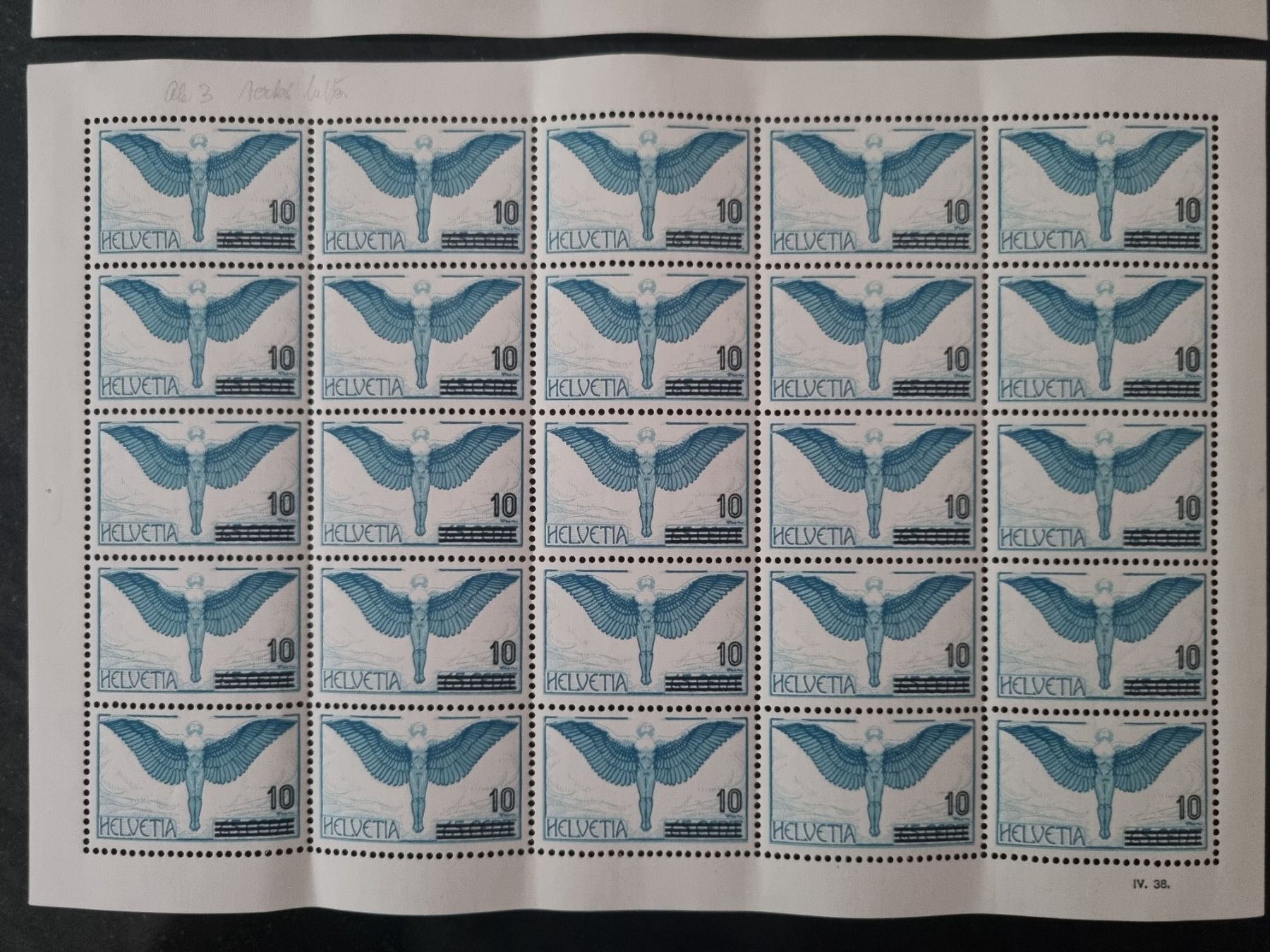 Tutti i francobolli: 4 Bogen Flugpost Nr. F22 mit Plattenfehler, postfrisch ** – Nuovo (secondo la descrizione) da Gümligen venduto da Geniusbuy 2