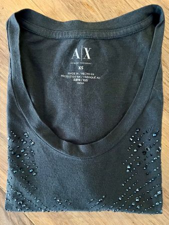 Armani Exchange A|X Damen T-Shirt Schwarz Strass Gr. XS Orig