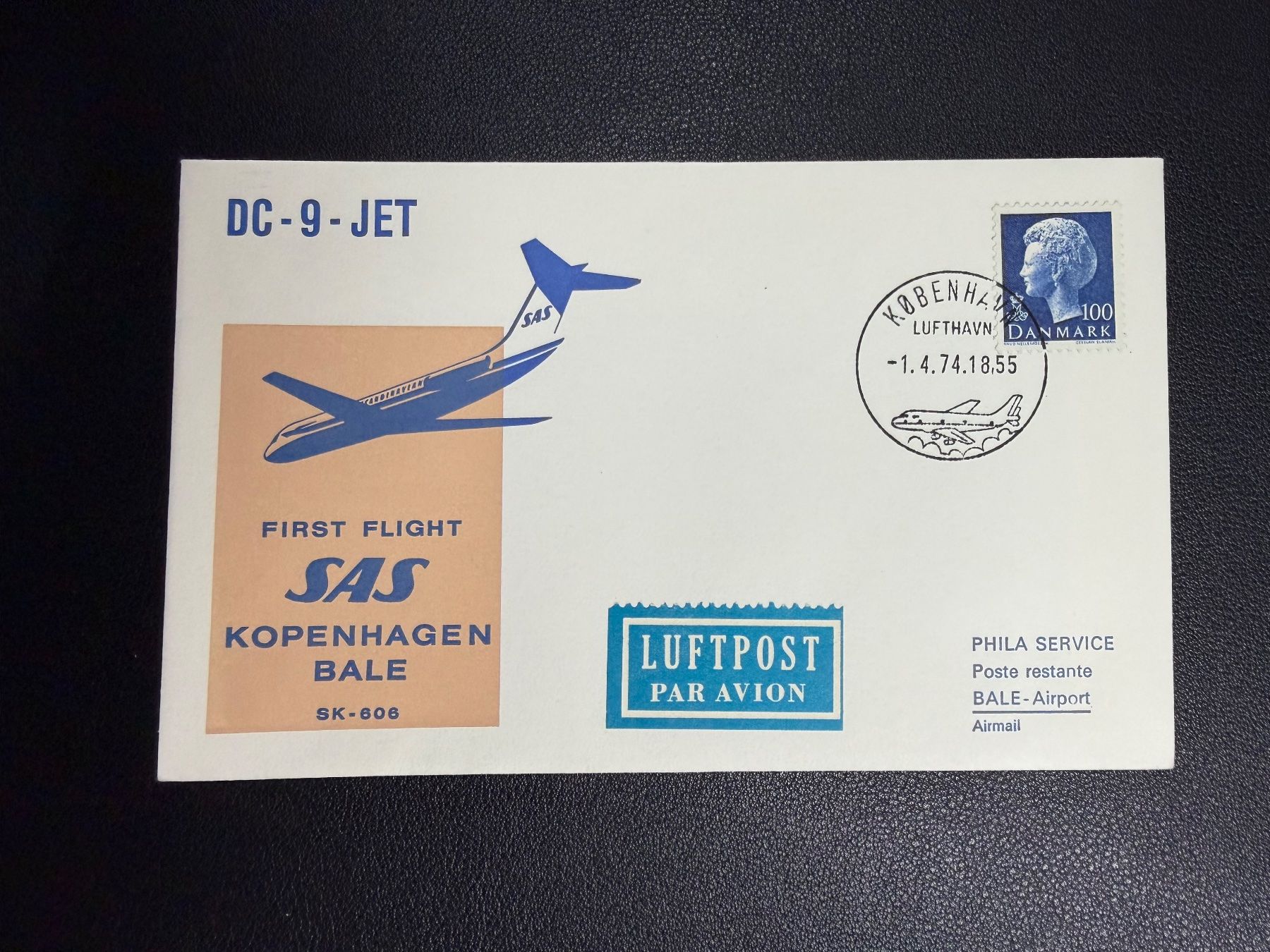 Tutti i francobolli: SAS Erstflugbrief Kopenhagen-Basel 1974 – Usato da oberrüti venduto da jeanmei
