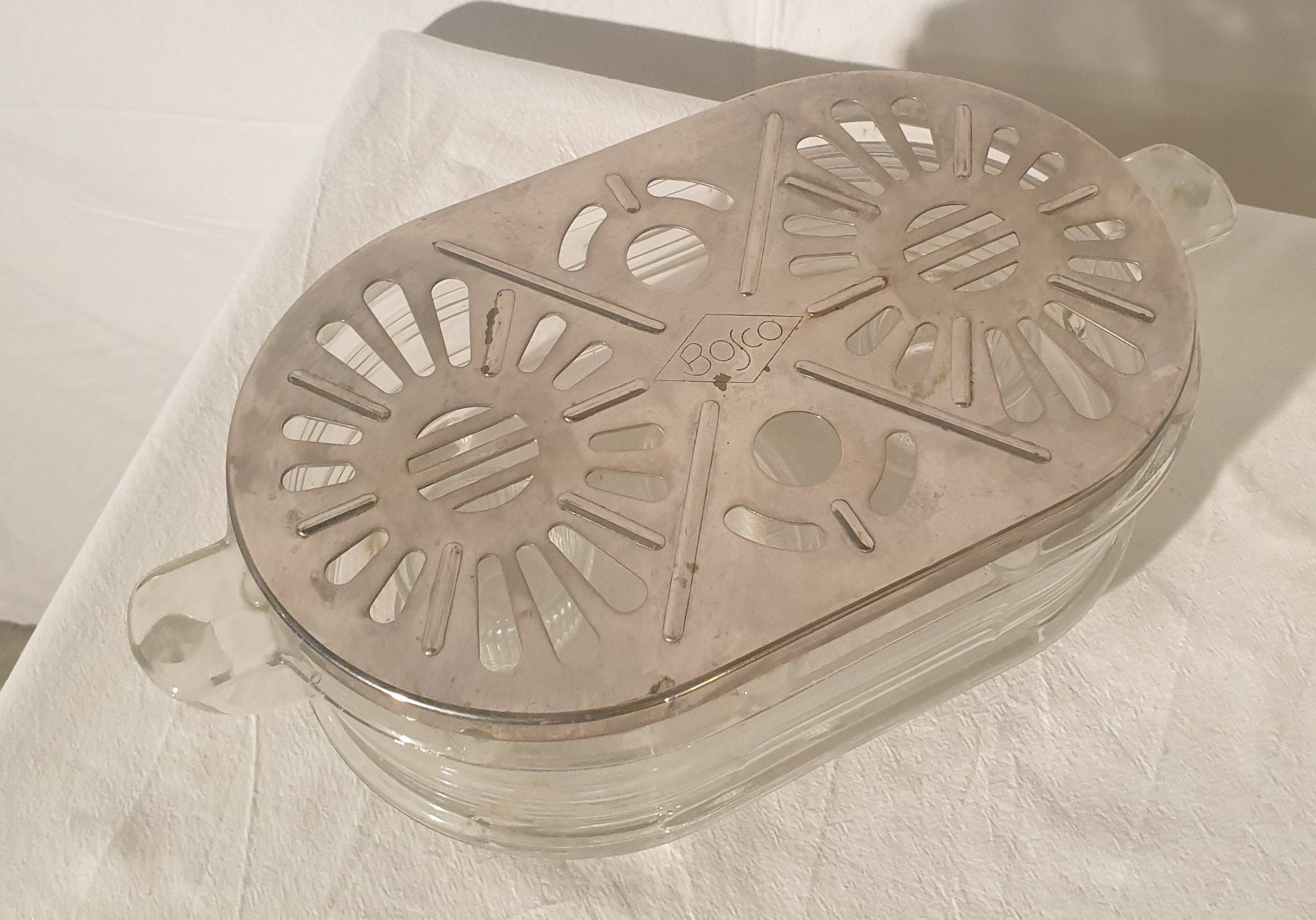 Piatti di portata: Kerzen-Rechaud Glas Art-Deo Design – Usato da Zürich venduto da Bobesfee 1