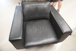 Moderner Sessel Pfister Echtleder schwarz  (S279)